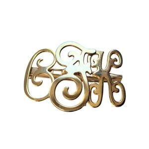 C K F initials brooch personalized monogram pin gold tone‎ letters gift present